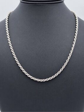 Italy 925 Sterling Silver solid Rope chain necklace 20” 4mm